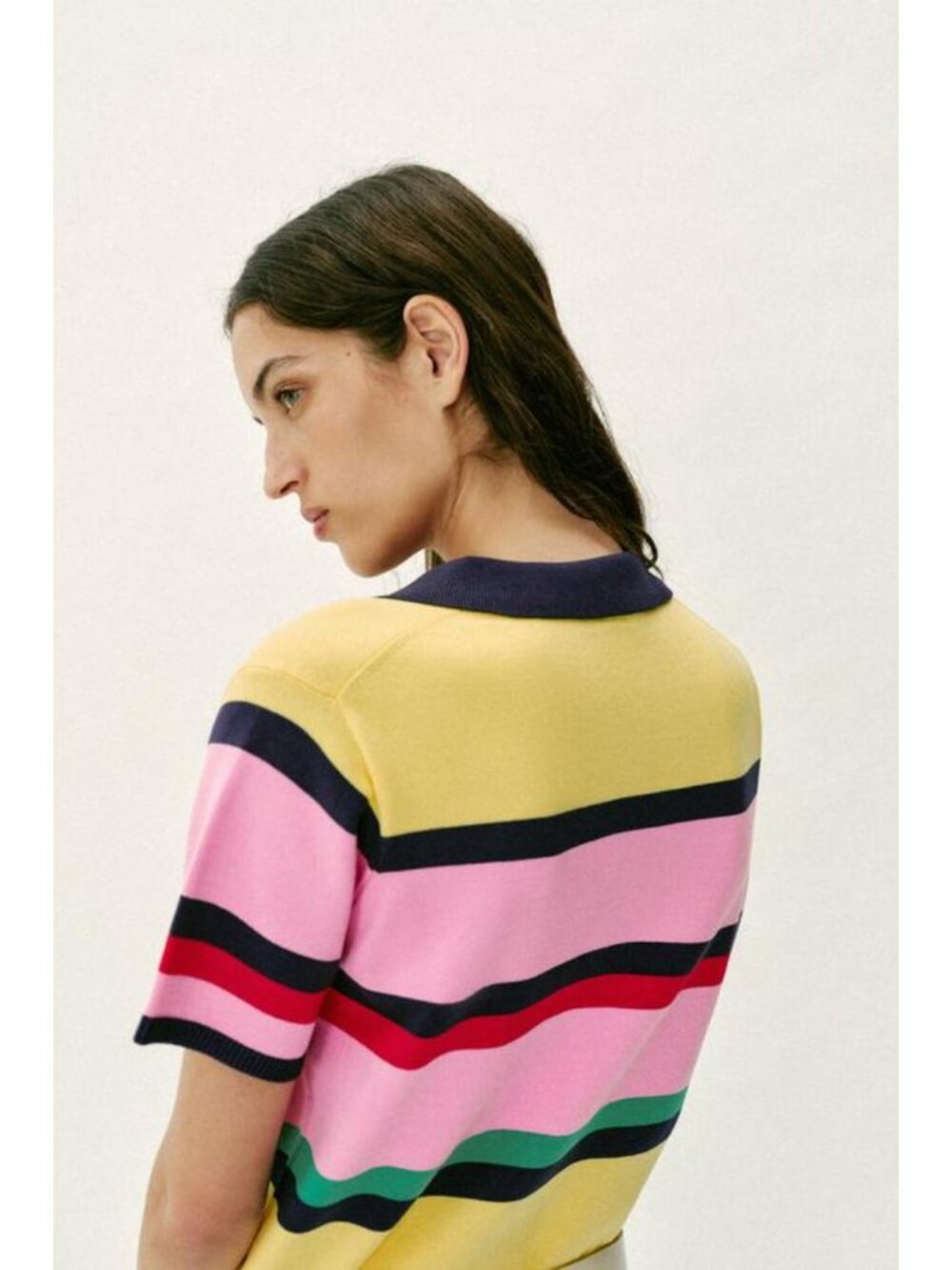 ZARA STRIPED KNIT POLO TOP - Picture 6 of 9